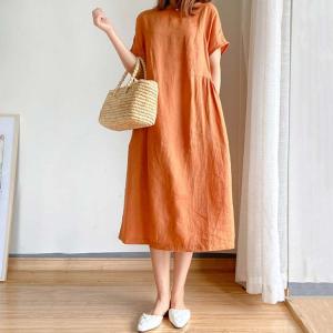半袖 ワンピース リネンワンピース ナチュラル...の詳細画像4