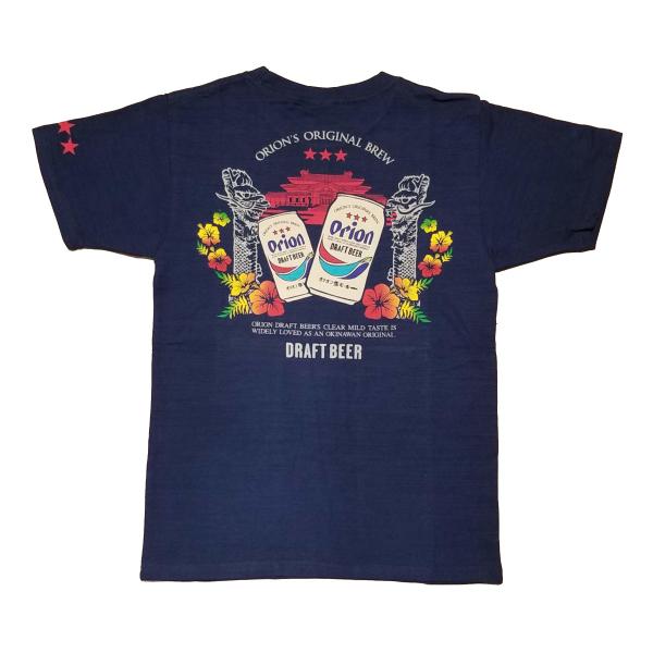 正規品 オリオンビール Tシャツ 首里城 龍柱とドラフト缶 紺 グッズ かわいい おしゃれ 限定 雑...