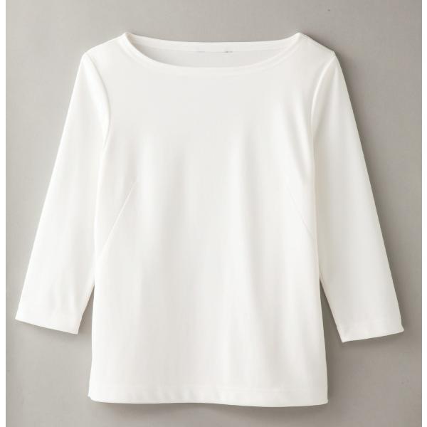 ハネクトーン七分袖ボートネックT ホワイト（WP314-7）