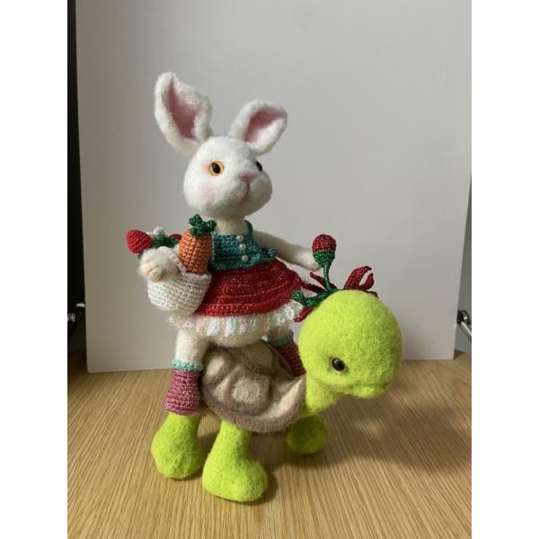 手編みかぎ針DIY人形置物子子ウサギ羊フェルト毛糸を模倣した米瑾家の中空糸