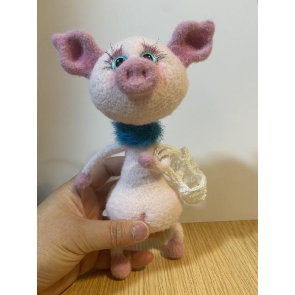 手編みかぎ針人形置物ピンク豚模倣羊フェルト毛糸完成品子供玩具誕生日プレゼント