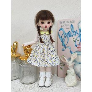 1fo6BJDオリジナルハンドメイドドール服特恵ライトイエローネック花柄ノースリーブスカート