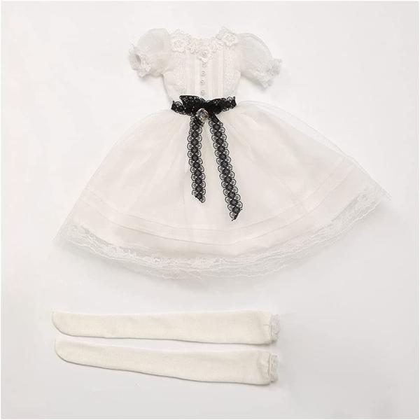 人形女性服、靴下アクセサリーフル付きBJD 1/4人形用美しいメッシュスカートプリンセスドレス、コス...