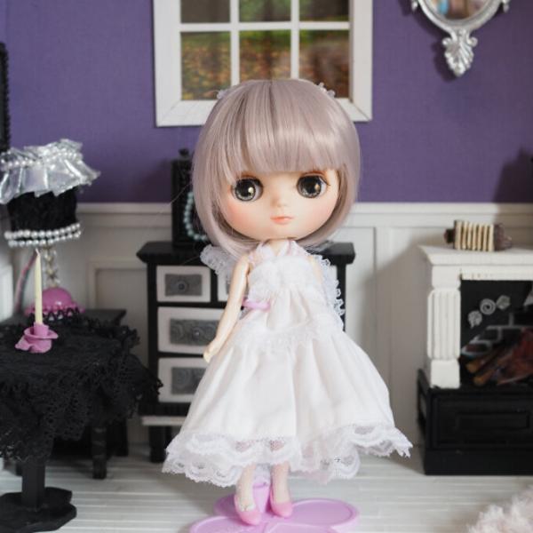 ミディブライス ウィッグ スパイラルツーテール ローズシルバー 7.5インチ/ドール Blythe