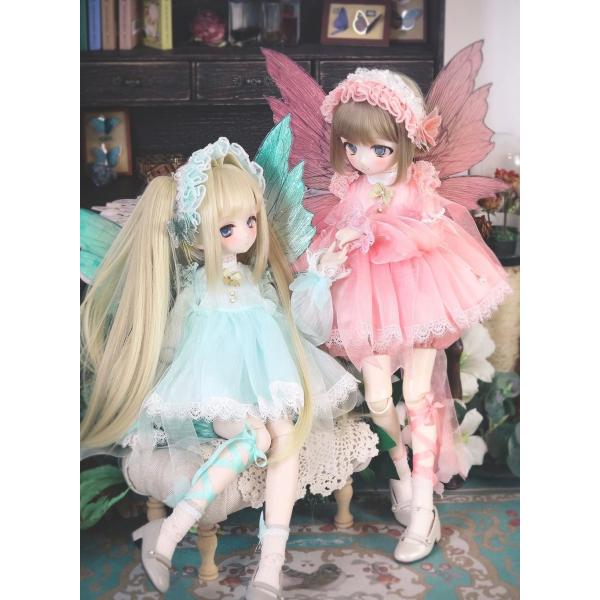 数量限定 1セットだけ！！緑色+ピンク 双子セット BJDドール用衣装セット MDD/kumakoサ...