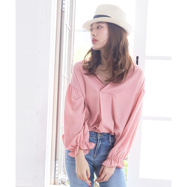 フレア袖シフォンブラウス