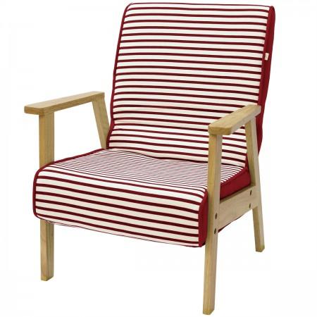 リクライニングチェア リクライングソファ 5段ギア 北欧風 木肘 天然木 ボーダー柄 おしゃれ イス...