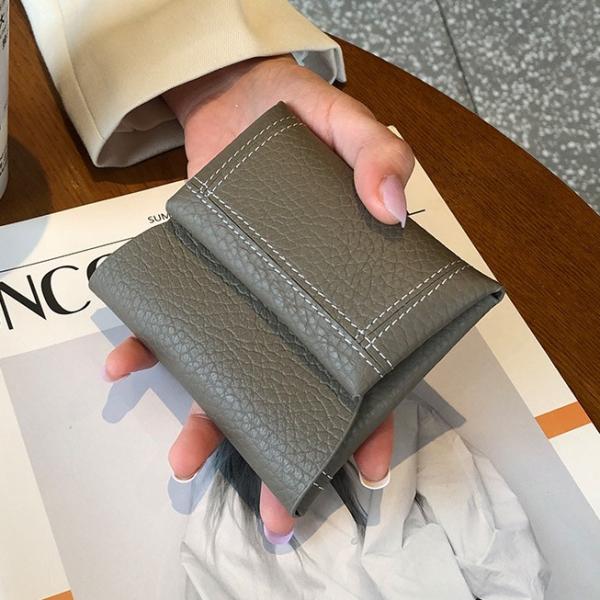 財布 ミニ財布 コインケース 小銭入れ 本革 スクエア ステッチ 軽量 コンパクト