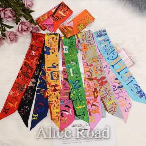 リボンスカーフ 文字 バッグスカーフ リボン バンダナ