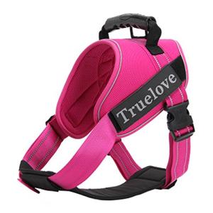 IKENOKOI犬用ハーネス 犬用胴輪 3M反射材料 通気性高い 調節可能 お散歩 お出かけ 小型犬 中型犬 大型犬に向け（ローズレッド XS 40-