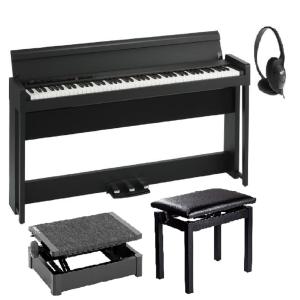 KORG 電子ピアノ C1 Air BK コルグ 高低椅子 補助台(UP1) ヘッドホン付｜okumuragakki