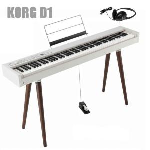 KORG D1 WH 専用木製スタンド ST-WL  ヘッドホン セット コルグ電子ピアノ スピーカーレス｜okumuragakki