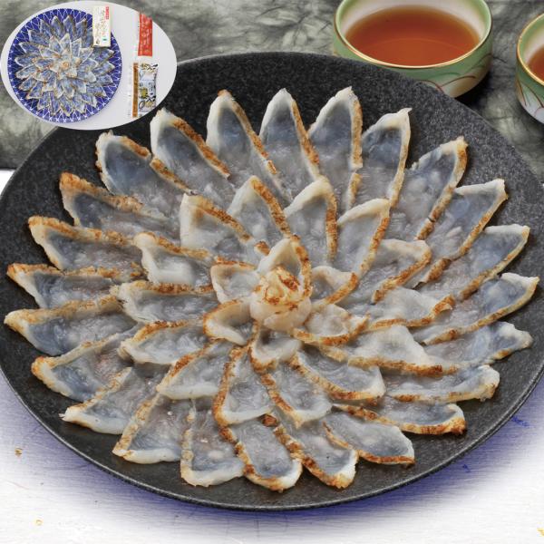 福岡 「ふく太郎本部」 山口県萩産活〆 まふく炙り刺身  天然まふく炙り刺身80g ポン酢35g モ...