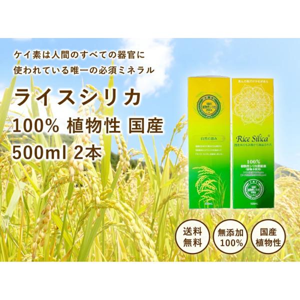 ケイソ ライスシリカ 100%植物性500ｍL濃縮液2本 原料のもみ殻は無農薬米. 三重県産●送料当...