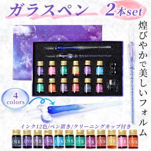 ガラスペン インクセット 極細 置き つけペン おしゃれ 万年筆 初心者 プレゼント