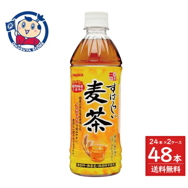 サンガリア すばらしい麦茶 500ml×24本入×2ケース