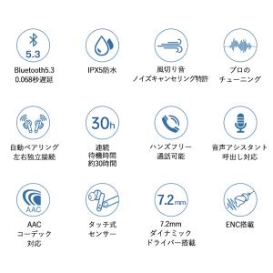 ワイヤレスイヤホン 高音質 ENC Bluet...の詳細画像3