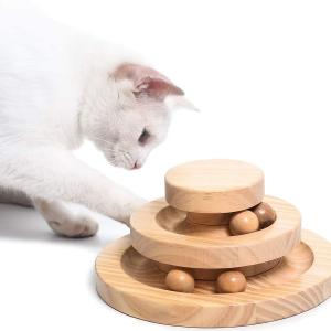 猫のおもちゃ ペット用品 遊ぶ盤 ペット 回転 ボール 猫じゃらし おもちゃ 運動不足 ストレス解消 知育玩具 安全素材 木製 ナチュラル