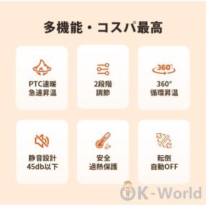 セラミックヒーター 小型 速暖 省エネ おしゃ...の詳細画像2