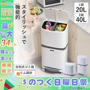 ゴミ箱 20L 40L 大容量 ゴミ箱 キッチン 分別 キャスター付き ゴミ袋が見えない 2タイプ リビング ペダル式 袋止め 縦型 蓋付き 資源ゴミ ごみ箱  おしゃれ