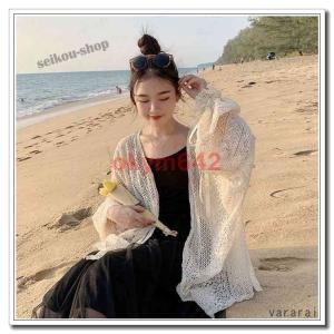 可レース　アウター　UV防止 紫外線対策　ショットカーディガン レディース　シフォン　夏 長袖 薄手 カジュアル　着痩せ トップス