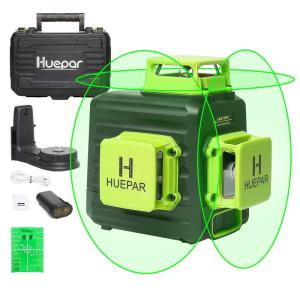Huepar 3x360° レーザー墨出し器 グリーン 緑色 レーザー クロスライン 大矩 フルライン照射モデル 自動補正 2電源方式 Ty