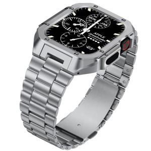 2023改良モデル コンパチブル Apple Watch バンド ステンレスケースバンド 一体型 Apple Watch Series 7/｜olc-store