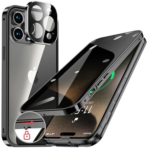 HGUTREY覗き見防止・自動ポップアップボタン iPhone15 Pro 用 ケース ロック付きス...