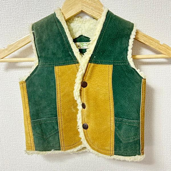 メキシコ製◎(^w^)b Genuine Leather 裏ボア スエードレザーベスト 80s 90...