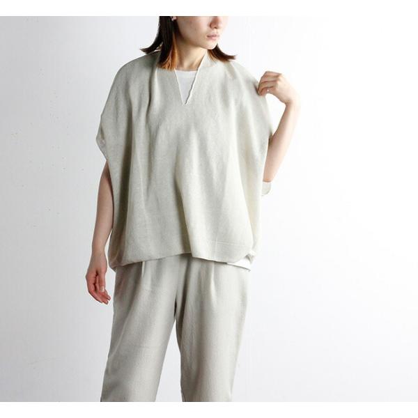 evam eva エヴァムエヴァ リネンキュプラプルオーバー linen cupro pullove...