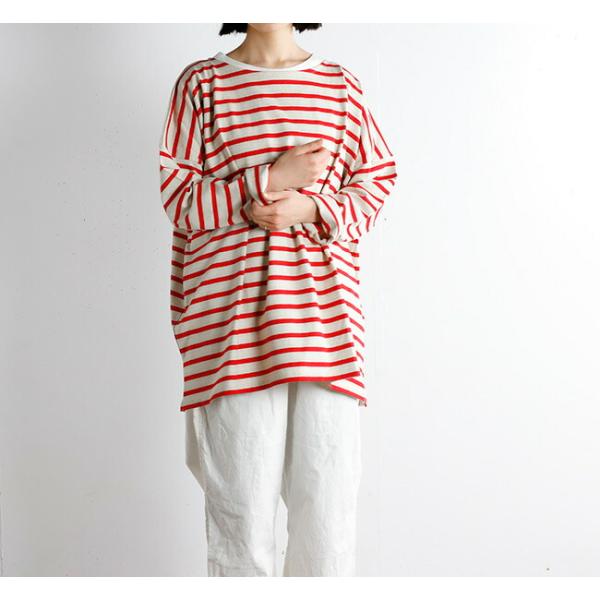 ARMEN アーメン REGULAR STRIPE L/SL BOAT-NECK OVERSIZED...