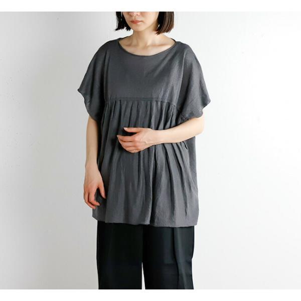 evam eva エヴァムエヴァ リネンギャザー プルオーバー linen gathered pul...