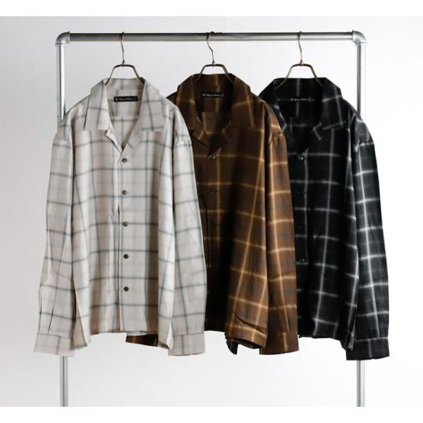 Audience オーディエンス AUD6665 「西脇」 レーヨン オンブレチェック オープンカラ...