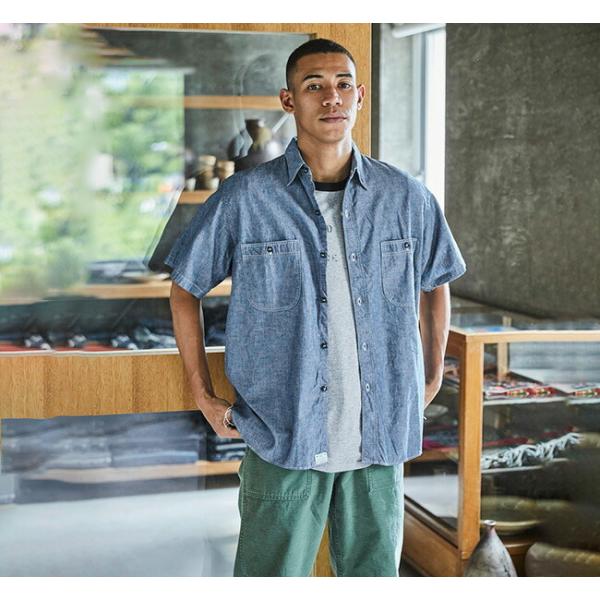 orslow オアスロウ SHORT SLEEVE CHAMBRAY WORK SHIRT シャンブ...