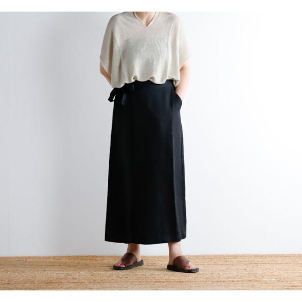 evam eva エヴァムエヴァ リネンラップスカート linen wrap skirt　E241T...