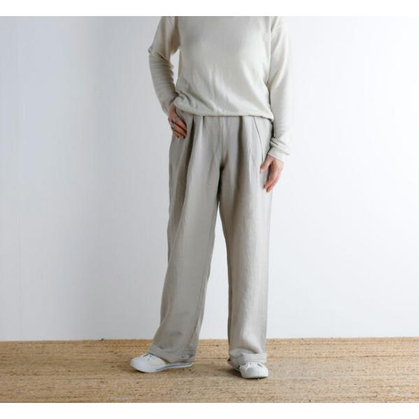 evam eva エヴァムエヴァ リネンシルクタックパンツ linen silk tuck pant...
