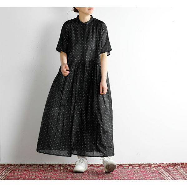 SOIL ソイル COTTON VOILE DOT PRINT BANDED COLLAR DRES...