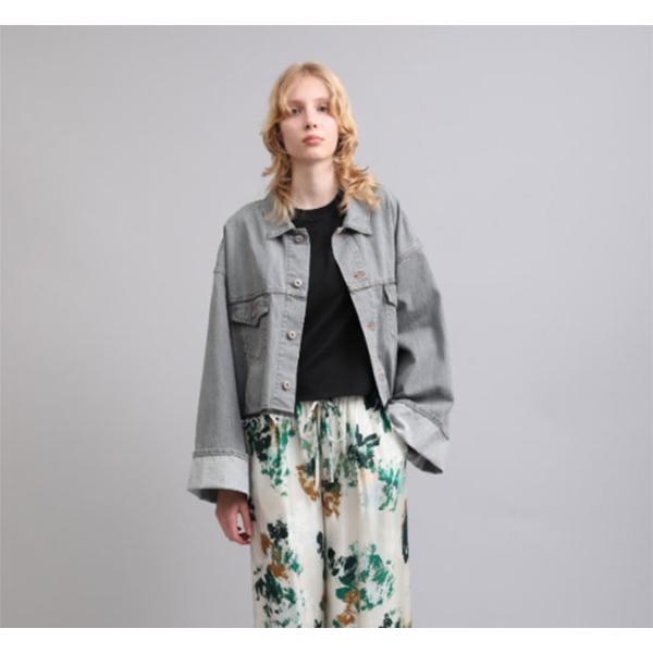 SACRA サクラ 126104032 クロップドデニムジャケット グレー AUTHENTIC DE...