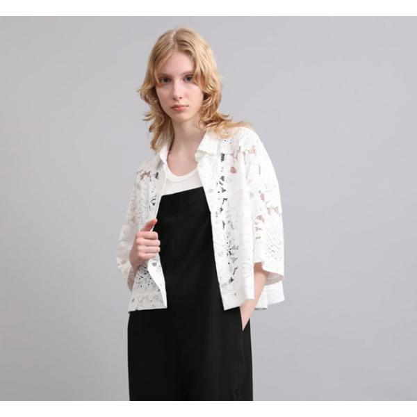 SACRA サクラ 126113071 ラッセルレース クロップドシャツ LEAF RASCHEL ...