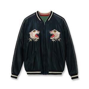 TAILOR TOYO テーラー東洋 Lot No. TT15878-119 / Mid 1950s Style Acetate Souvenir Jacket “TIGER HEAD” × “CHEVY LOVER” (AGING MODEL) スカジャン