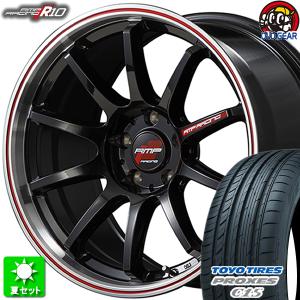 215/45R17 TOYO プロクセス C1S 新品サマータイヤ ホイール 4本セット マルカサービス RMPレーシング R１０ クリスタルBK/リムPO+レッド 17インチ 5H100｜oldgear