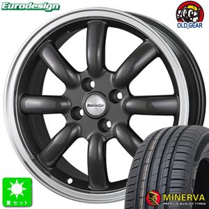 195/55R16 ミネルバ MINERVA F209 新品 サマータイヤ ホイール4本セット 阿部商会 ユーロデザイン クラシックエイト 16インチ 7.0J 4H100｜oldgear