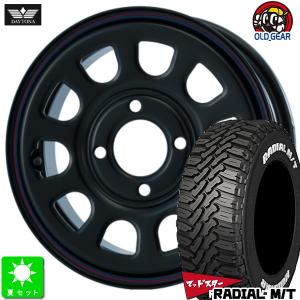 145/80R12 80/78(145R12 6PR) マッドスター RADIAL M/T ホワイトレター 新品 サマータイヤ ホイール4本セット デイトナ SST 12インチ 4.0J 4H100 ブラック｜oldgear