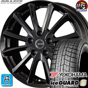 195/60R16 ヨコハマ アイスガード6 ig60 スタッドレスタイヤホイール 新品 4本セット KIT クレイシズVS6 グロッシーブラック(BK) 16インチ5H100｜oldgear