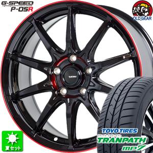 205/60R16 トーヨー トランパス MP7 新品サマータイヤ ホイール 4本セット ホットスタッフ Gスピード P-05R ブラック＆レッドクリア(BK/RED) 16インチ 5H100｜oldgear