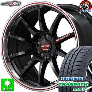 205/50R17 TOYO トランパス MP7 新品サマータイヤ ホイール 4本セット マルカサービス RMPレーシング R１０ クリスタルBK/リムPO+レッド 17インチ 5H114.3｜oldgear