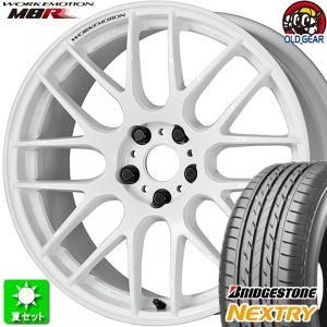 225/55R18 ブリヂストン ネクストリー 新品サマータイヤ ホイール 4本セット ワーク エモーション M8R ホワイト (WHT) 18インチ 5H100｜oldgear