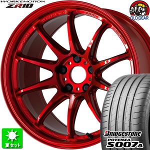 215/55R17 ブリヂストン ポテンザ S007A 新品サマータイヤ ホイール 4本セット ワーク エモーション ZR10 キャンディレッド (CAR) 17インチ 5H100｜oldgear