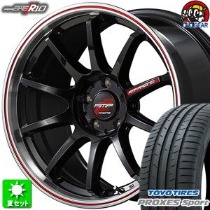 215/45R17 TOYO プロクセス スポーツ 新品サマータイヤ ホイール 4本セット マルカサービス RMPレーシング R１０ クリスタルBK/リムPO+レッド 17インチ 5H114.3｜oldgear