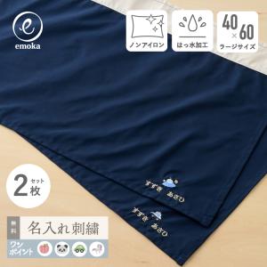 ランチョンマット 小学校 名入れ 名前 刺繍 子ども用 ナフキン 大きめ 40×60cm 長方形 撥水 ノーアイロン 2枚 セット ランチマット 給食 入園 入学 emoka